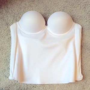 Strapless white corset bra